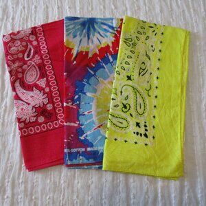 Set of 3 vintage 1990s cotton bandanas